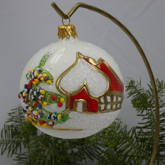 Winter Village Hand Decorated Christmas Ornament 3" Blown Glass Ball**SET OF 6** - Picture 2 of 5